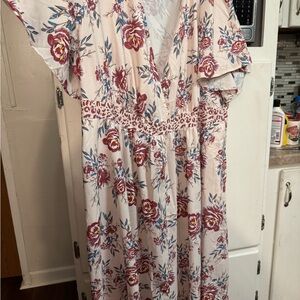 Size 28 BloomChic Floral Maxi Dress with Red and Blue Print